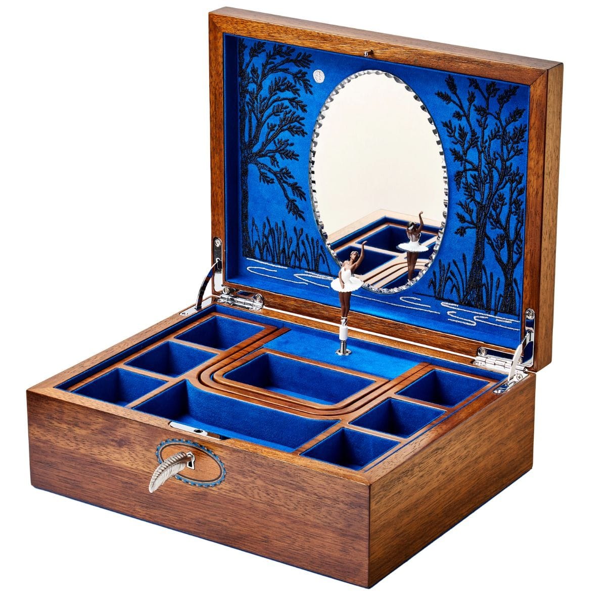 WOLF Ballet Musical Jewelry Box – Swan Lake Walnut Wood 190106