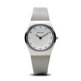 BERING Classic 27mm Brushed Silver Swarovski Dial Markers Mesh Band Women's Watch 11927-000