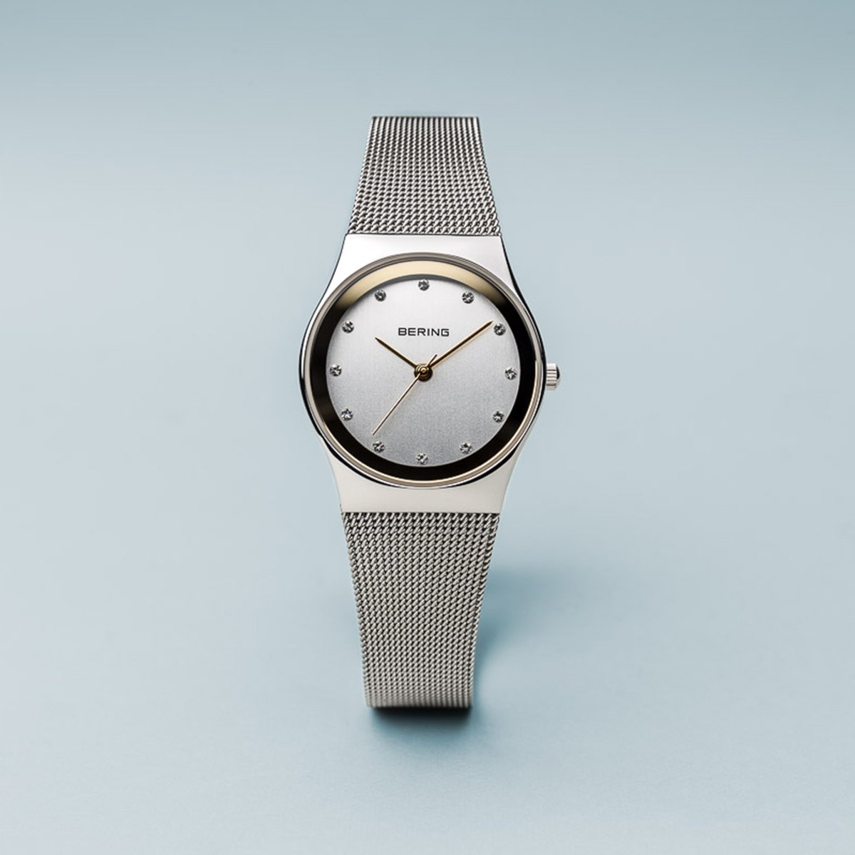 BERING Classic 27mm Polished Silver Milanese Strap Women's Watch 12927-010