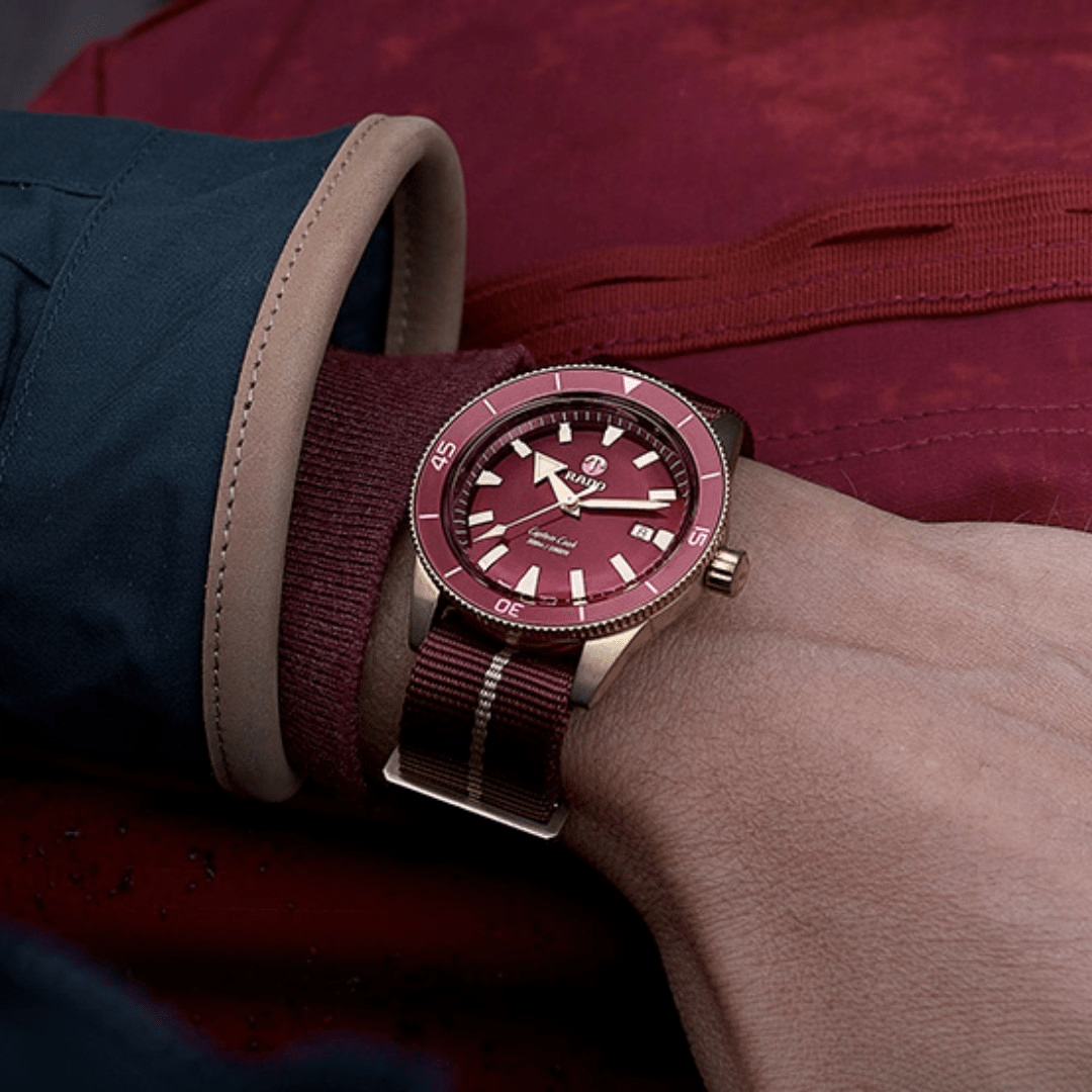 RADO Captain Cook Bronze 42mm Red Dial NATO Strap Men's Watch R32504407