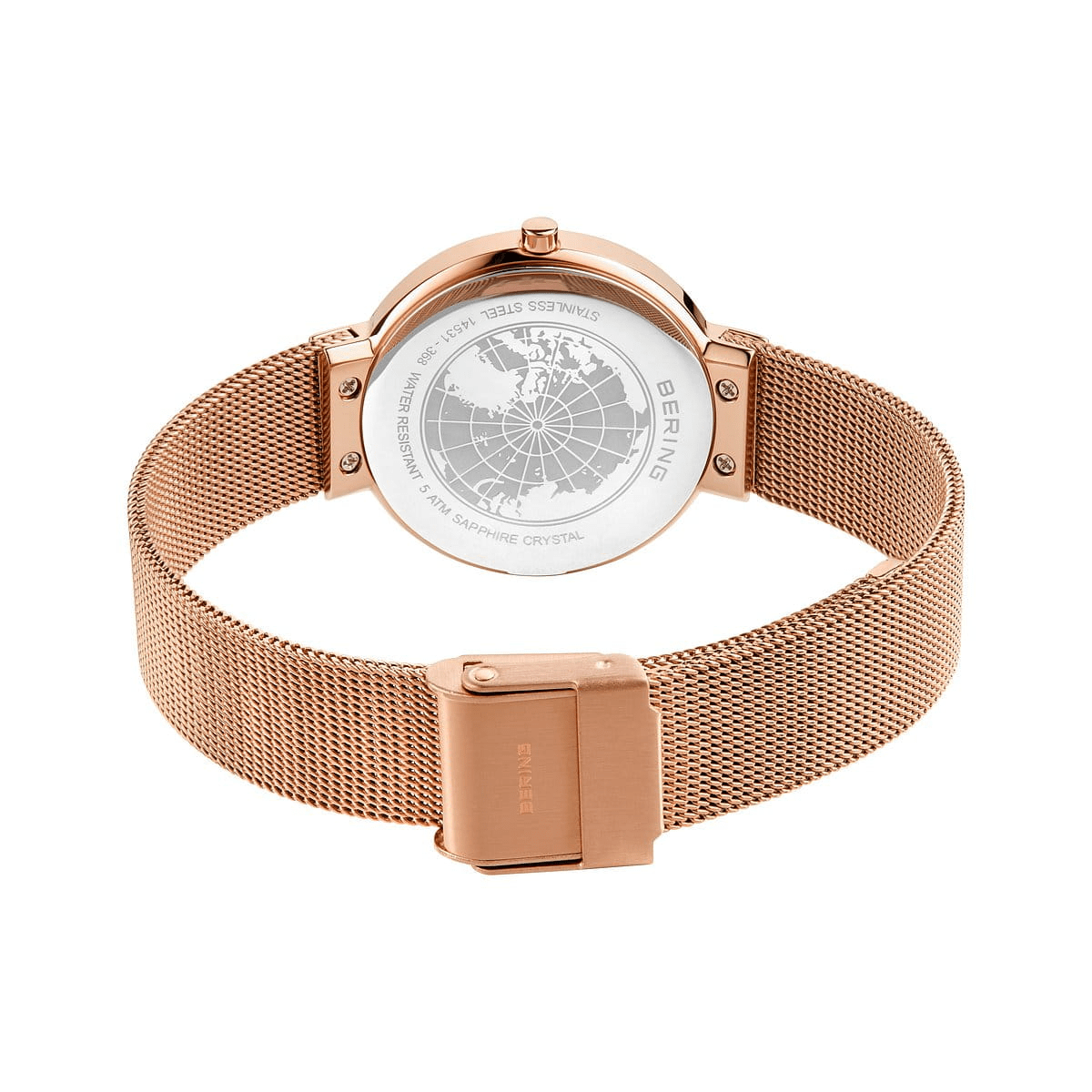 BERING Classic Rose Gold Wavy Green Dial Women's Watch 14531-368