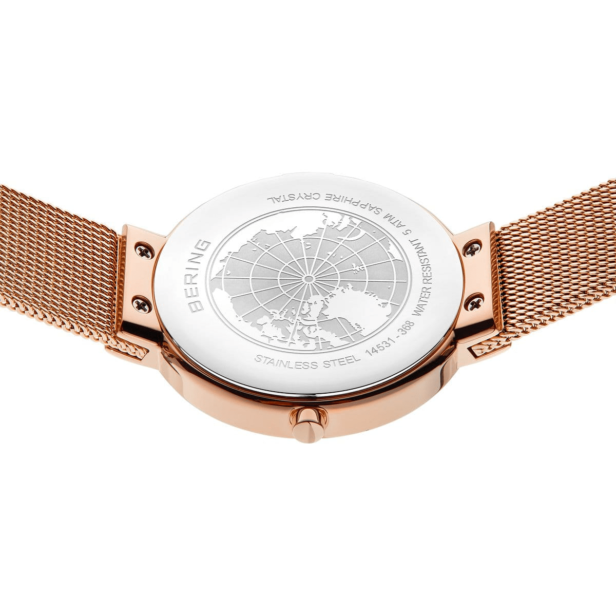 BERING Classic Rose Gold Wavy Green Dial Women's Watch 14531-368
