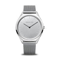 BERING Ultra Slim 39mm Polished Case Silver Mesh Strap Unisex Watch 17039-000