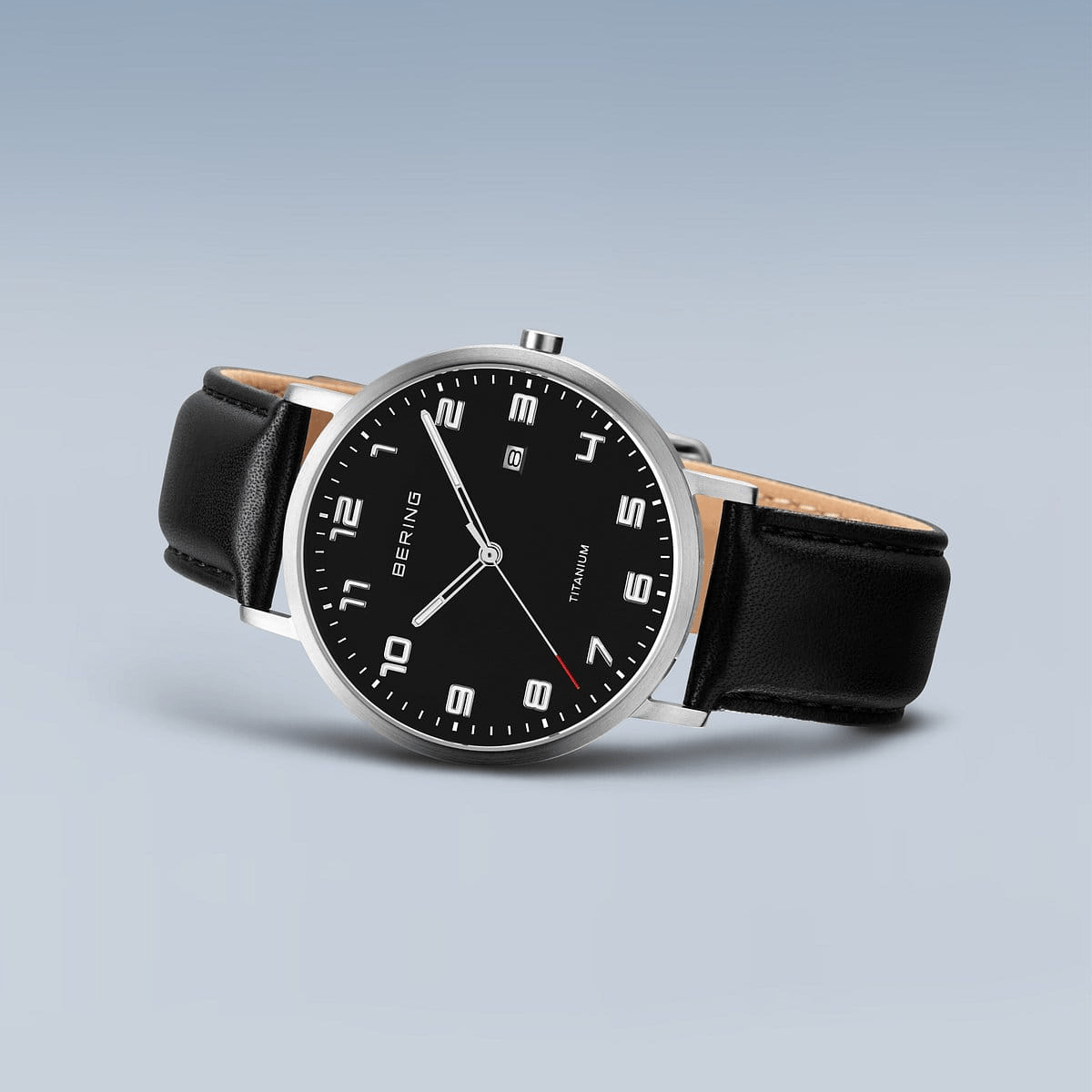 BERING Titanium Brushed Silver 40mm Black Strap Men's Watch 18640-402