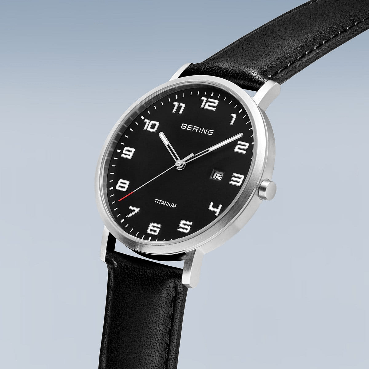 BERING Titanium Brushed Silver 40mm Black Strap Men's Watch 18640-402