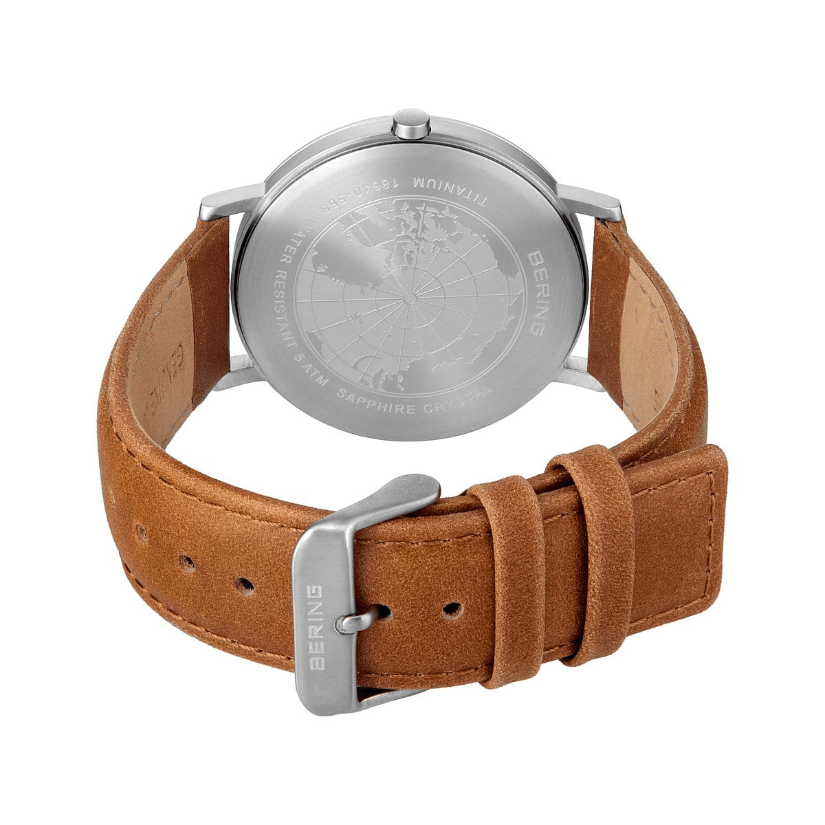 BERING Titanium Brushed Silver 40mm Green Dial Men's Watch 18640-568