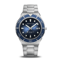 BERING Classic Arctic Sailing Polished/Brushed Silver 43mm Blue Sunray Dial Men's Watch 18940-707
