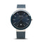 BERING Ceramic 40mm Polished Silver Case Blue Mesh Band Women's Watch 11440-387