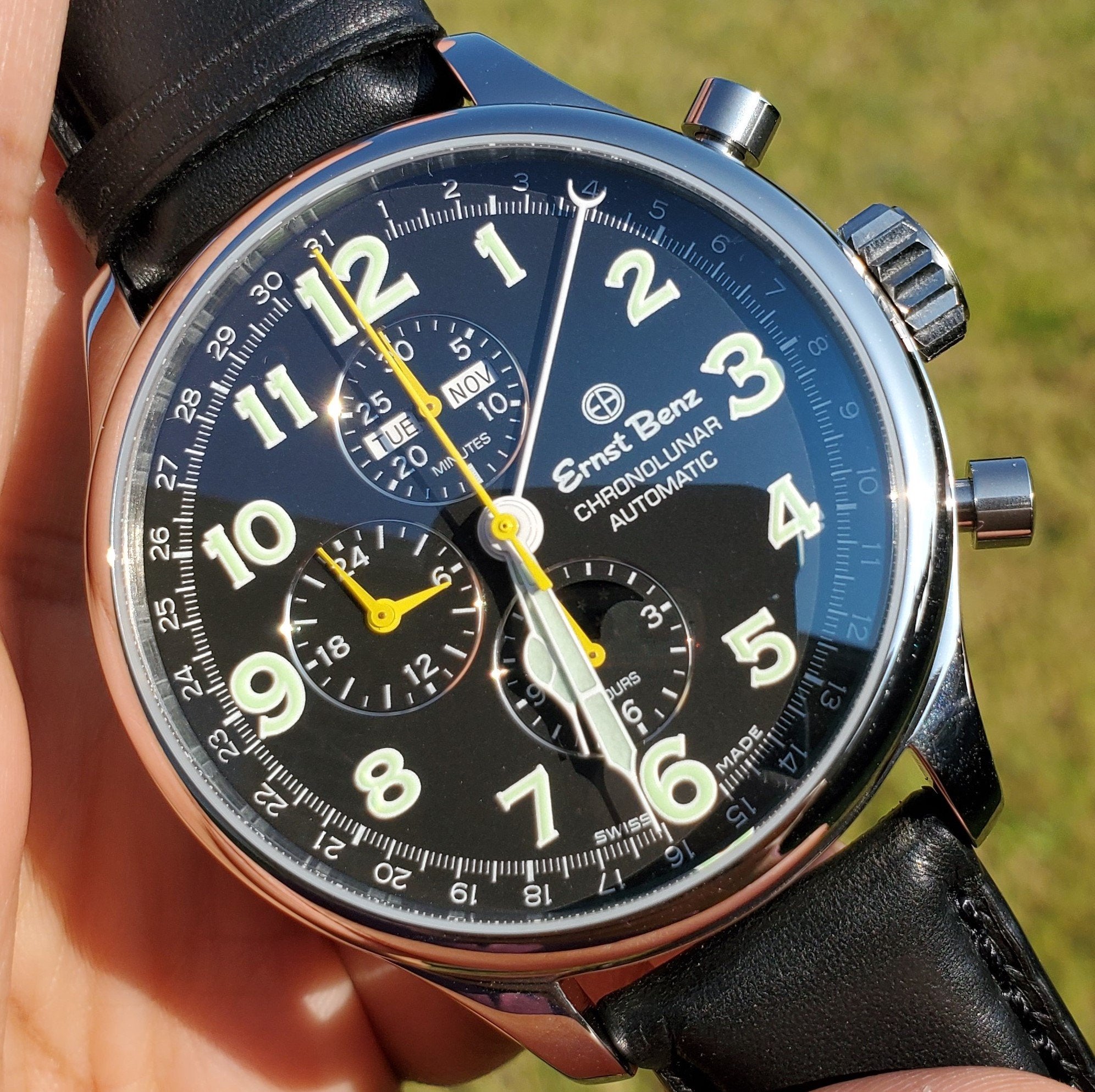 Ernst Benz Chronolunar 47mm Automatic GMT Moonphase Chronograph Men's Watch GC10311