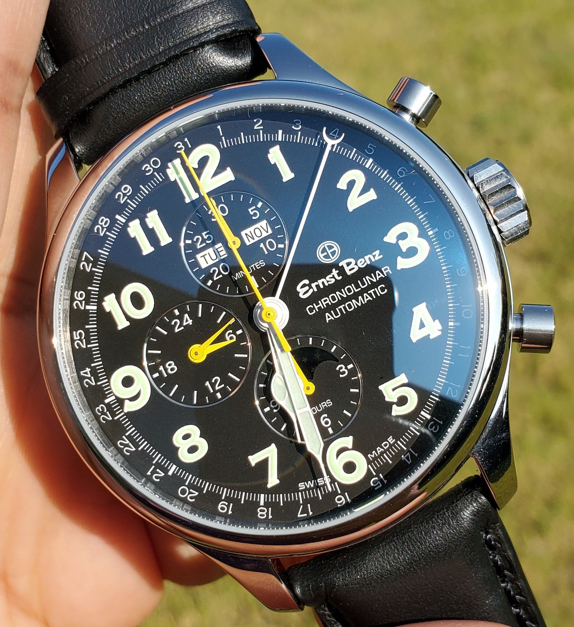 Ernst Benz Chronolunar 47mm Automatic GMT Moonphase Chronograph Men's Watch GC10311