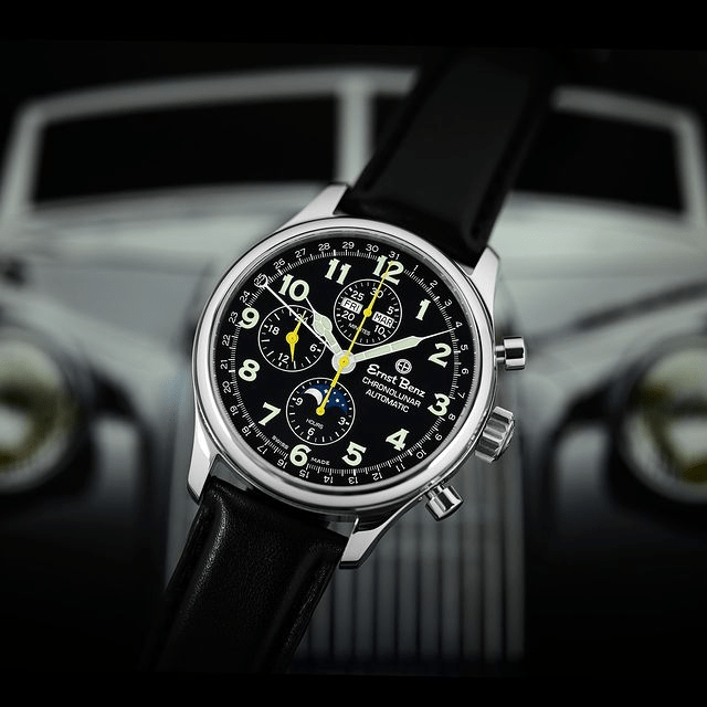 Ernst Benz Chronolunar 44mm Swiss Automatic GMT Moonphase Chronograph Men's Watch GC40311