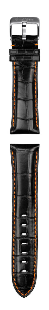 Ernst Benz Chronoscope 47mm Black - Orange Classic Alligator Strap Men's Watch GC10116
