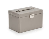 WOLF 280034 Pewter Saffiano Heritage Large Jewelry Box With Travel Case