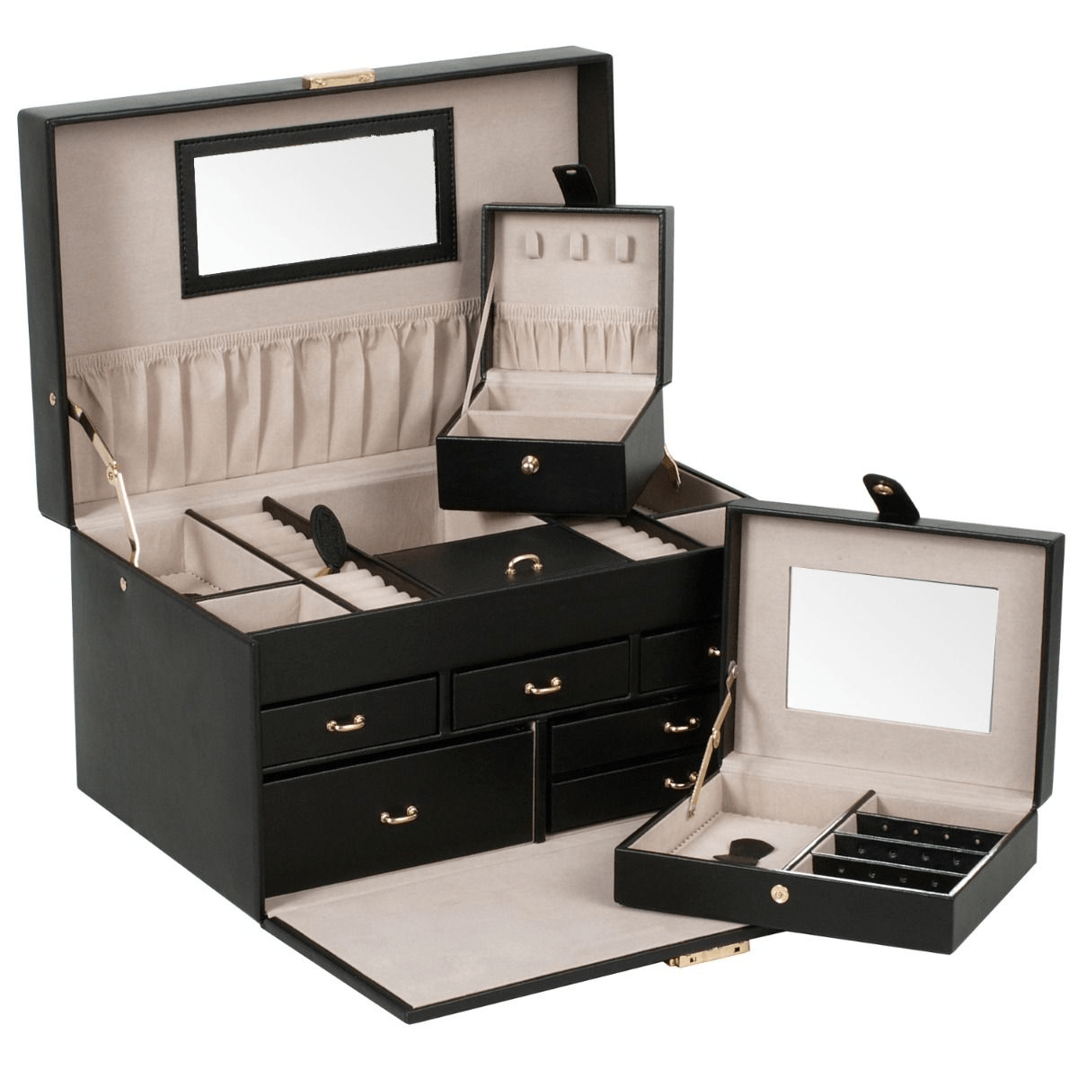 WOLF Heritage Large Black Jewelry Box 280202