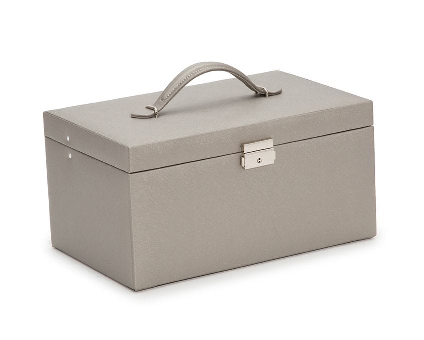 WOLF Heritage Pewter Saffiano Extra Large XL Jewelry Box 280234