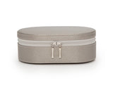 WOLF 280634 Oval Pewter Saffiano Zip Travel Case With Zip Closure