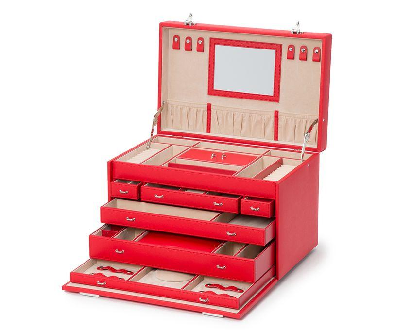 WOLF Heritage Red Saffiano Jewelry Armoire Box 280814