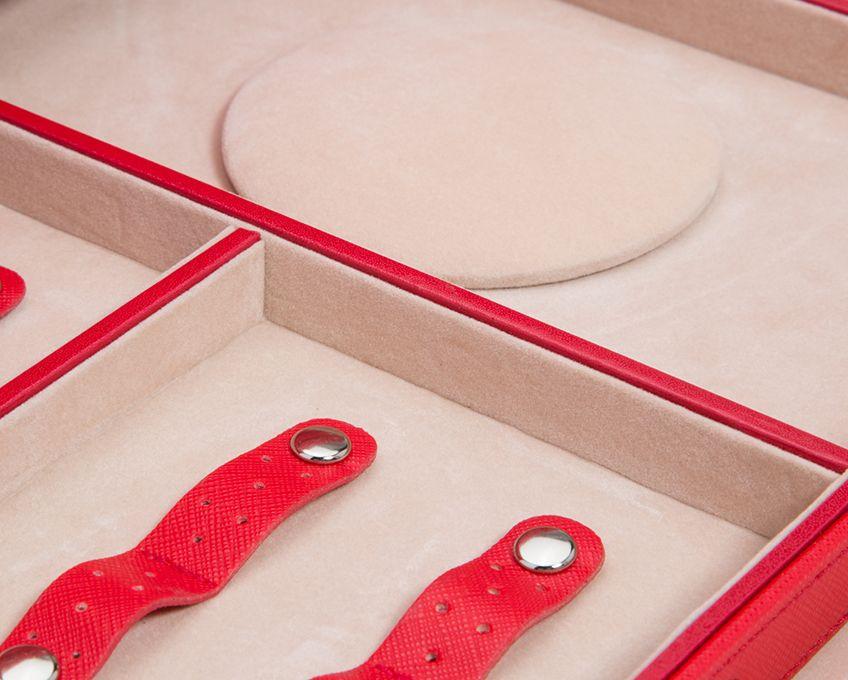 WOLF Heritage Red Saffiano Jewelry Armoire Box 280814