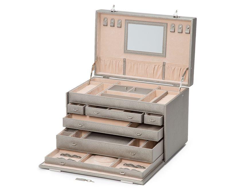 WOLF Heritage Pewter Saffiano Jewelry Armoire Box 280834