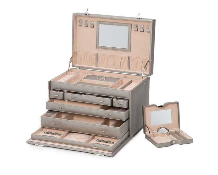 WOLF Heritage Pewter Saffiano Jewelry Armoire Box 280834