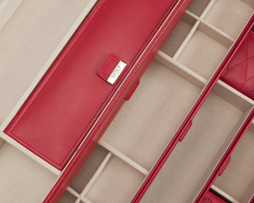 WOLF 329572 Caroline Red Quilted Extra Large Jewelry Case