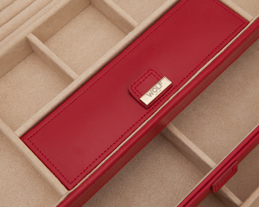 WOLF 329672 Caroline Red Quilted Large Jewelry Case