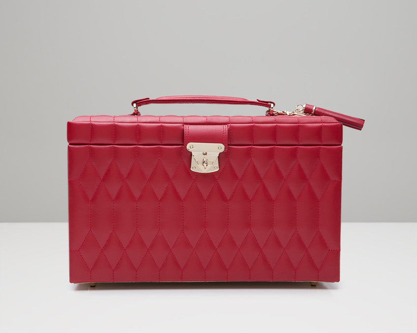 WOLF 329672 Caroline Red Quilted Large Jewelry Case