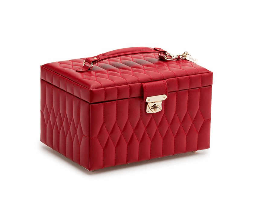 WOLF 329772 Caroline Red Quilted Medium Jewelry Case