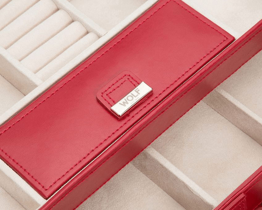 WOLF 329772 Caroline Red Quilted Medium Jewelry Case