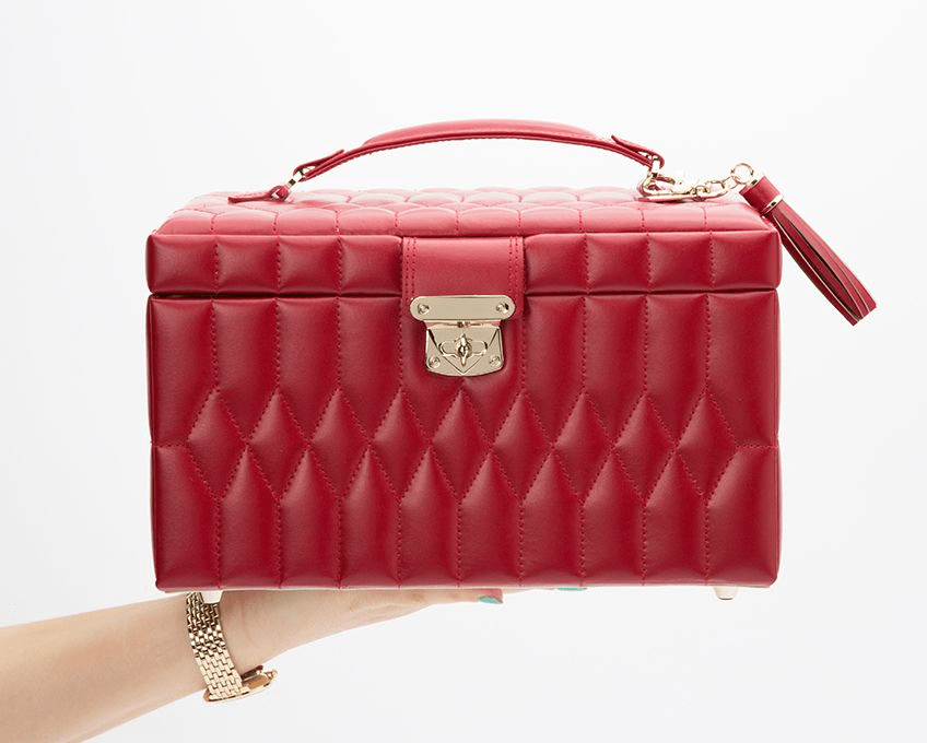 WOLF 329772 Caroline Red Quilted Medium Jewelry Case