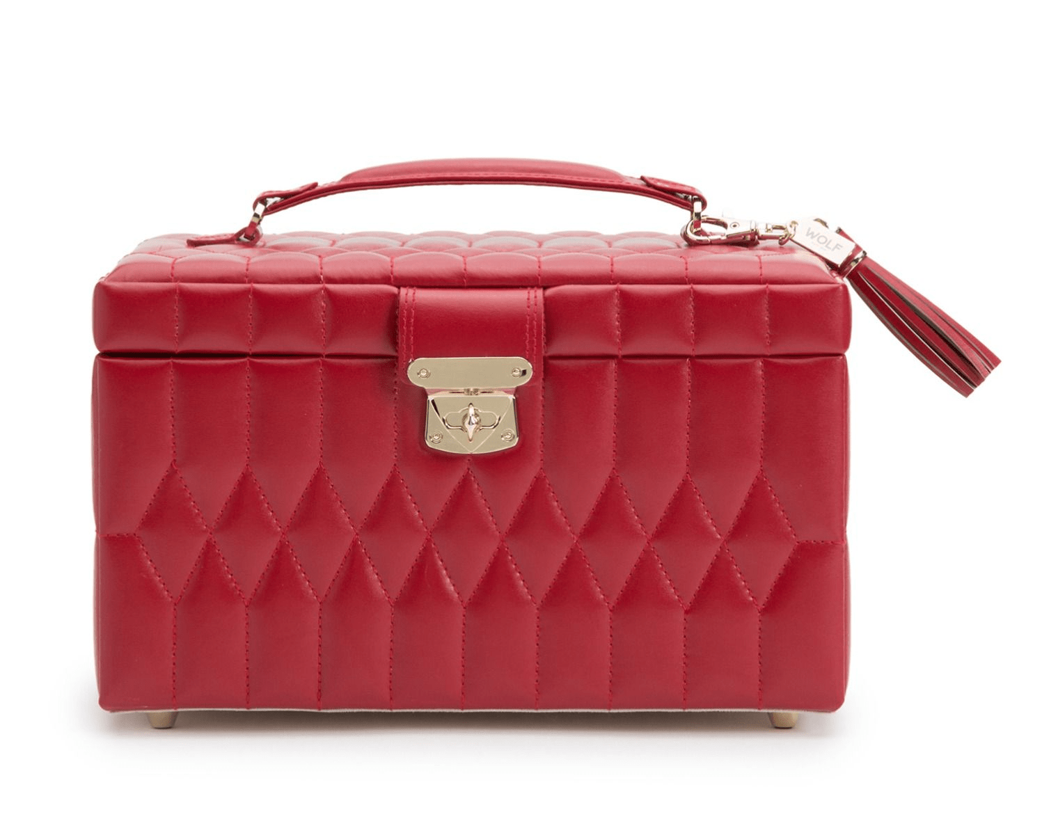 WOLF 329772 Caroline Red Quilted Medium Jewelry Case