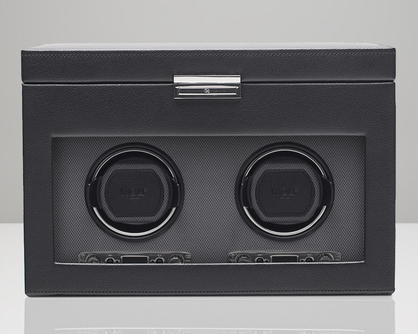 WOLF 456202 Viceroy Double Watch Winder Black With Storage And Travel Case