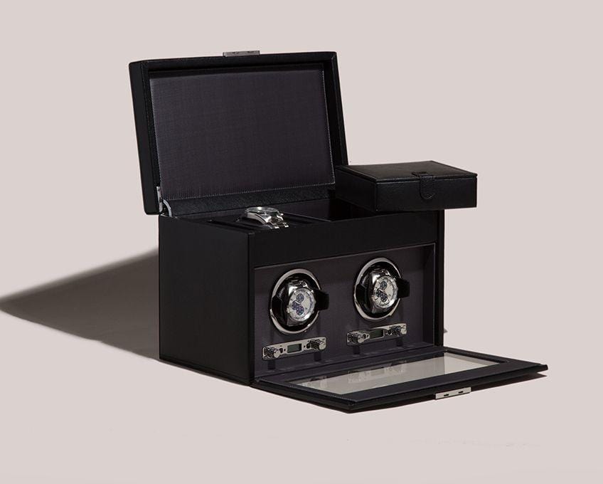 WOLF 456202 Viceroy Double Watch Winder Black With Storage And Travel Case