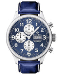 Ernst Benz ChronoScope 47mm Automatic Swiss Chronograph Blue Dial Blue Leather Band Men's Watch GC10114