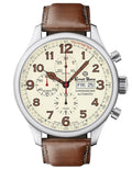 Ernst Benz Chronoscope 47mm Automatic Parchment Dial Brown Leather Band Men's Watch GC10118