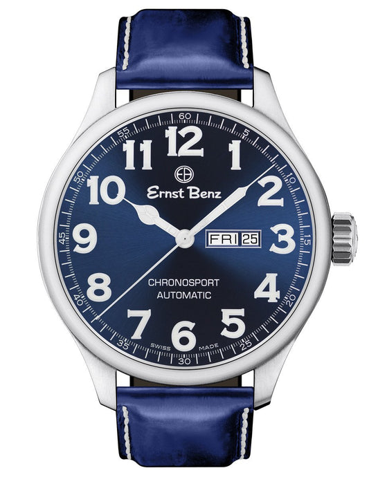 Ernst Benz Chronosport 47mm Blue Dial White Numerals Automatic Men's Watch GC10214
