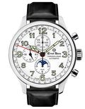 Ernst Benz GC10312 Men's Automatic Watch 47mm ChronoLunar White Dial Black Matte Leather Strap Swiss Made