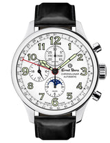 Ernst Benz GC10312 Men's Automatic Watch 47mm ChronoLunar White Dial Black Matte Leather Strap Swiss Made