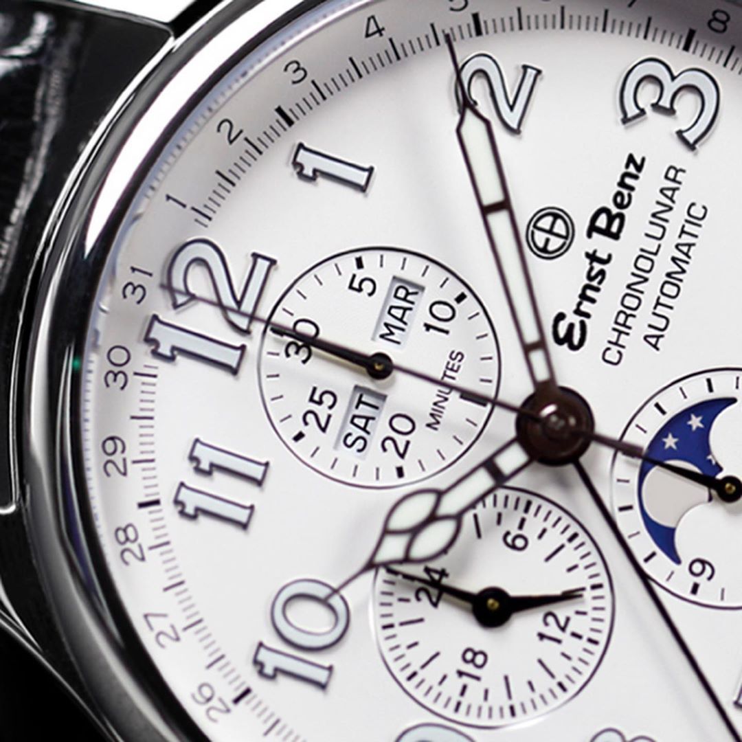Ernst Benz Chronolunar Officer 47mm White Dial Automatic Men's Watch GC10382