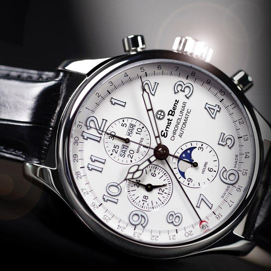 Ernst Benz Chronolunar Officer 47mm White Dial Automatic Men's Watch GC10382