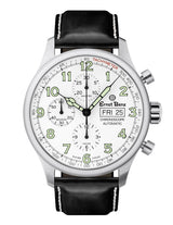 Ernst Benz Chronoscope 44mm White Dial Black Leather Band Men's Watch GC40112