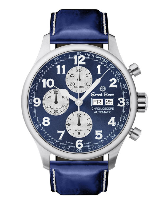 Ernst Benz Chronoscope Chronograph 44mm Blue Dial Men's Swiss Automatic Watch GC40114