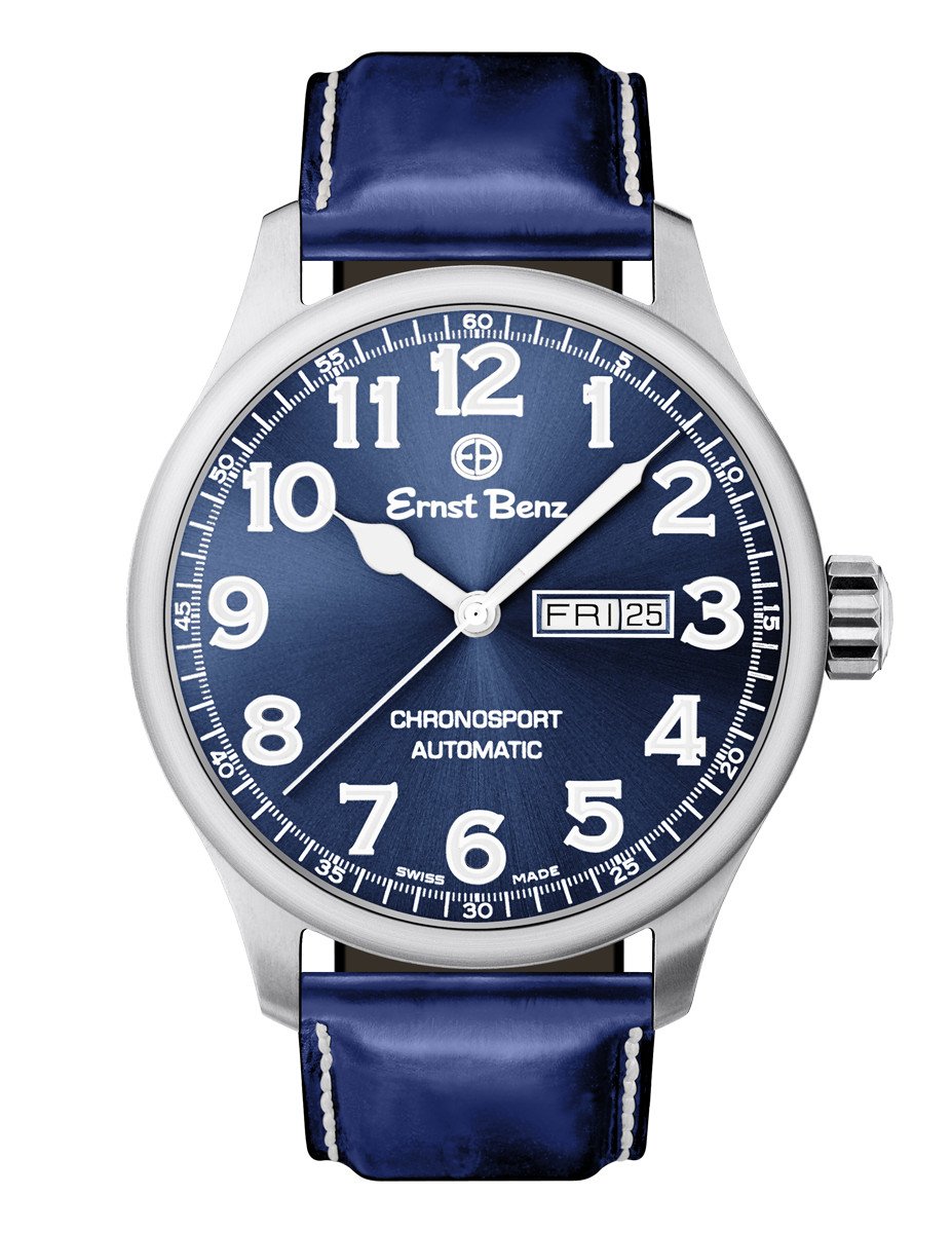 Ernst Benz Chronosport Blue Dial White Numerals 44mm Automatic Men's Watch GC40214