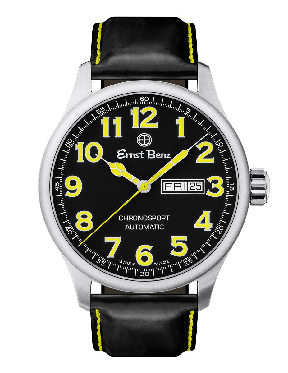 Ernst Benz Chronosport Swiss Automatic Yellow Numerals 44mm Men's Watch GC40217