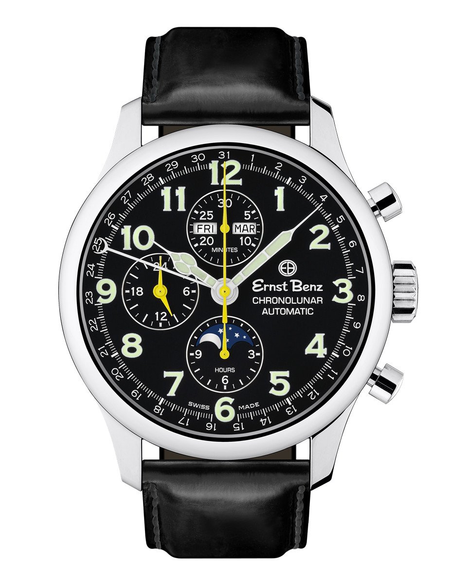 Ernst Benz Chronolunar 44mm Swiss Automatic GMT Moonphase Chronograph Men's Watch GC40311