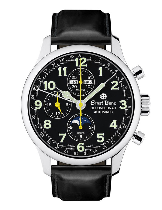 Ernst Benz Chronolunar 44mm Swiss Automatic GMT Moonphase Chronograph Men's Watch GC40311