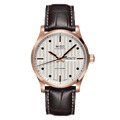 Mido Multifort Classic Rose Gold Bezel Brown Strap Men's Watch M0054303603180