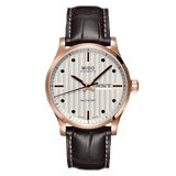 Mido Multifort Classic Rose Gold Bezel Brown Strap Men's Watch M0054303603180