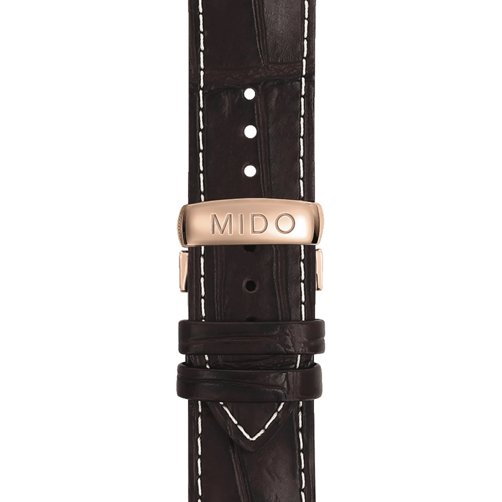 Mido Multifort Classic Rose Gold Bezel Brown Strap Men's Watch M0054303603180