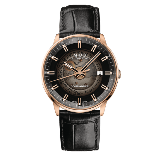 Mido Commander Gradient Rose Gold PVD Skeleton Dial Men's Watch M0214073641100